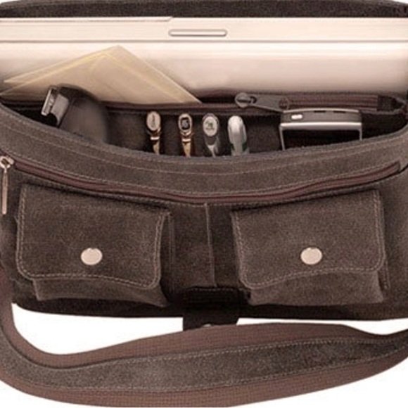 DAVID KING DISTRESSED BROWN LEATHER MESSENGER BAG MED SIZE - Picture 2 of 5